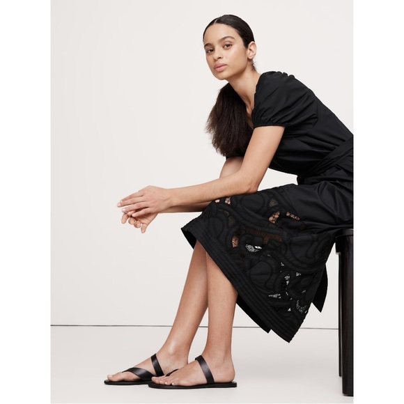 NWT Banana Republic Embroidered Cotton Poplin Ruched Midi Dress - Picture 3 of 7